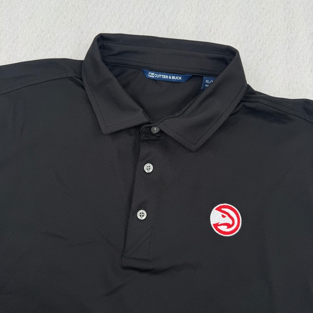 Cutter & Buck Men XL Atlanta Hawks Chick-fil-A Leadership Black Performance Polo